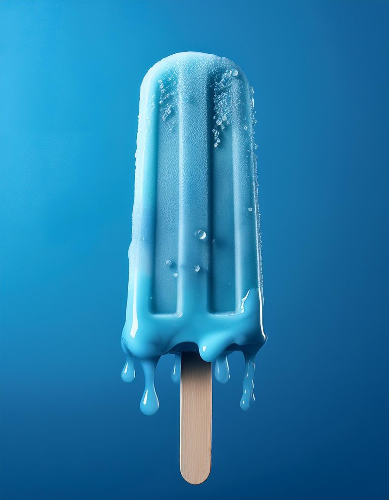 Firefly blue ice pop melting with blue background 50492