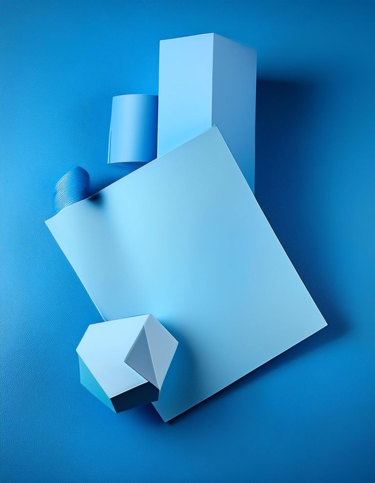 Paper products with blue background; selective focus