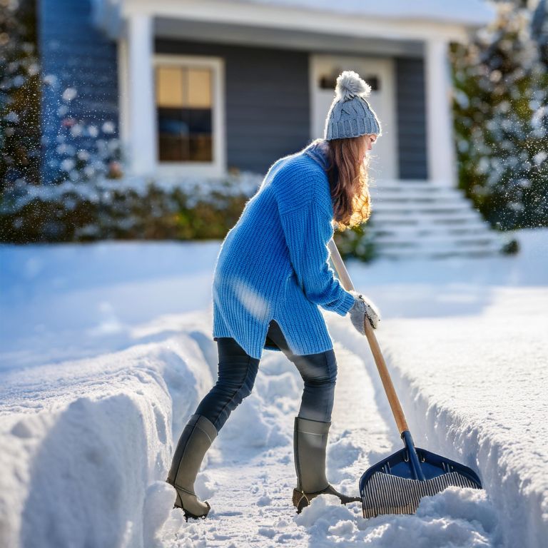 Firefly removing snow from driveway with blue sweater 73891