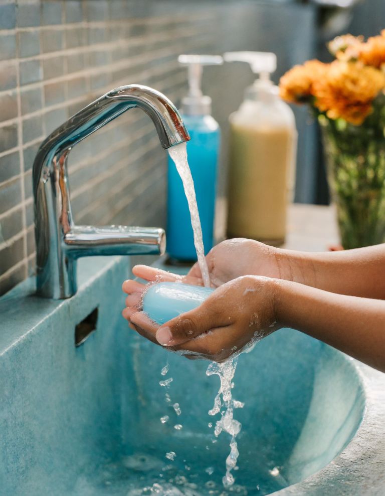 Firefly washing hands with blue soap 19594